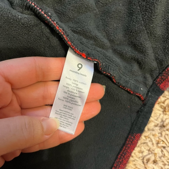 Carter’s bundle grey toggle infant sherpa jacket and plaid Shacket top - Picture 6 of 13